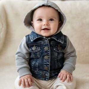 Tucker + Tate Blue Denim Jacket with Gray Sleeves